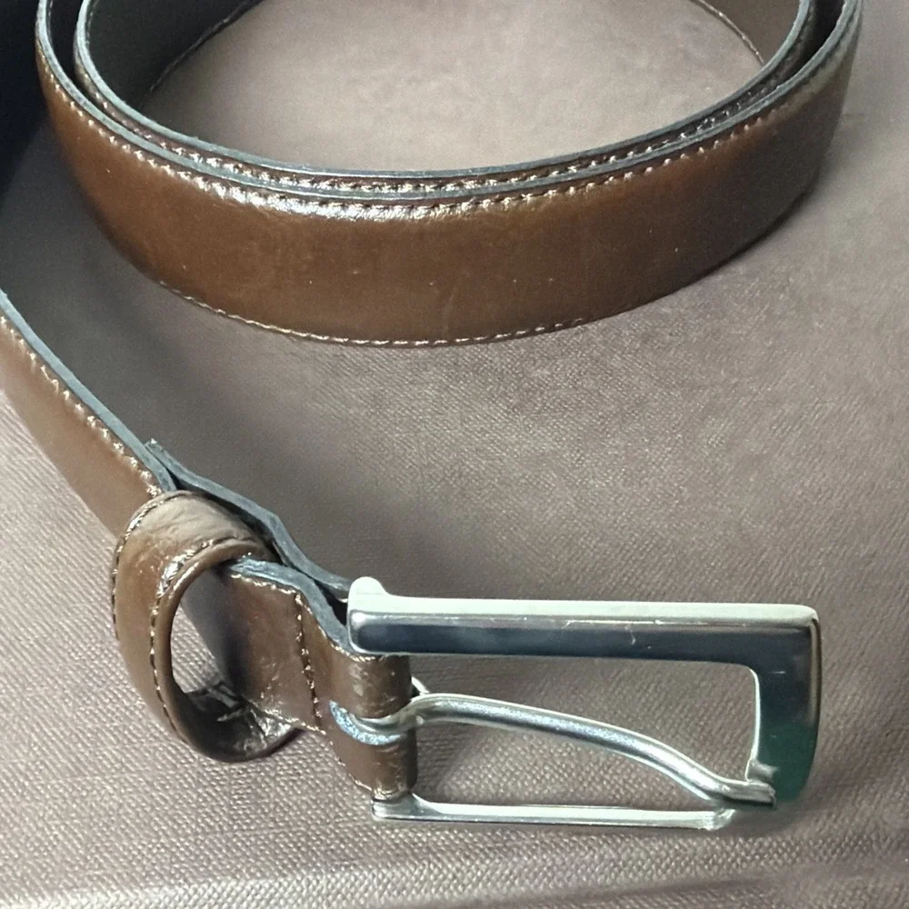 Classic‎ Chocolate Brown Genuine Leather Women's Belt Sz 38 Italy